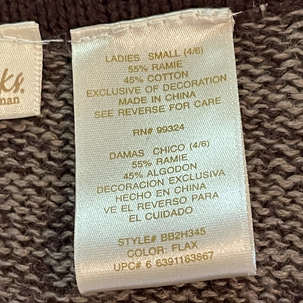 Bobbie Brooks Flax Brown Women's‎ Sweater Vest Size Small-Snowman Theme - Picture 5 of 7